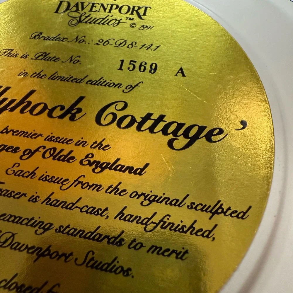 DAVENPORT STUDIOS “Hollyhock Cottage” Collector Plate #1569A